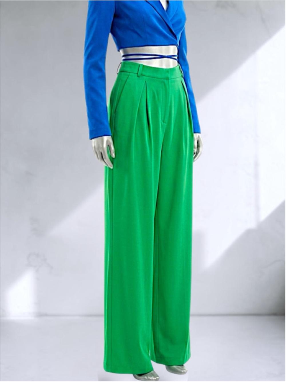 Zara Emerald Green Satin Wide Leg Trousers – Size S - Picture 11 of 12